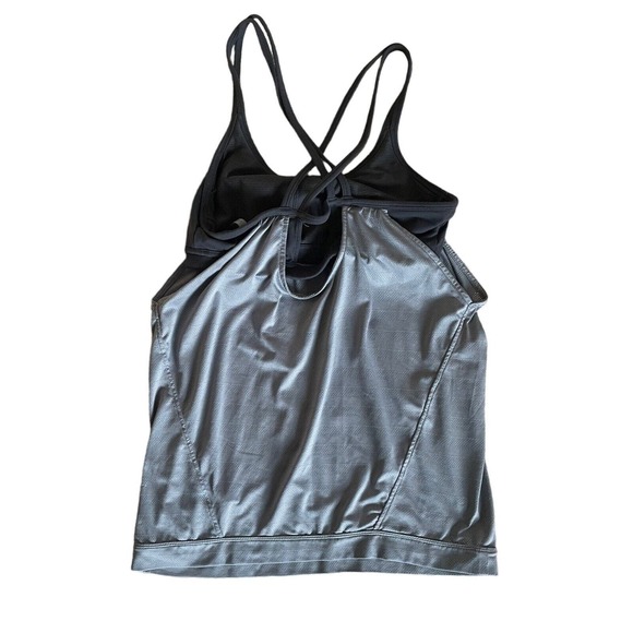 Women’s ATHLETA Size S Gray Black Hidden Agenda Strappy Tank Top Shirt Small Bra - Picture 7 of 9